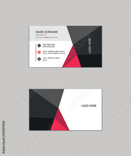 Simple  creative Elegant professional  minimal minimalist  modern shape Layout double sided landscape flat design corporate horizontal name visiting business card template personal creative 