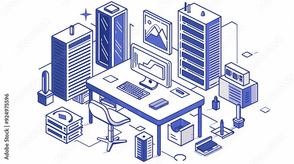 Startup business isometric line vector image Startup business isometric line vector image