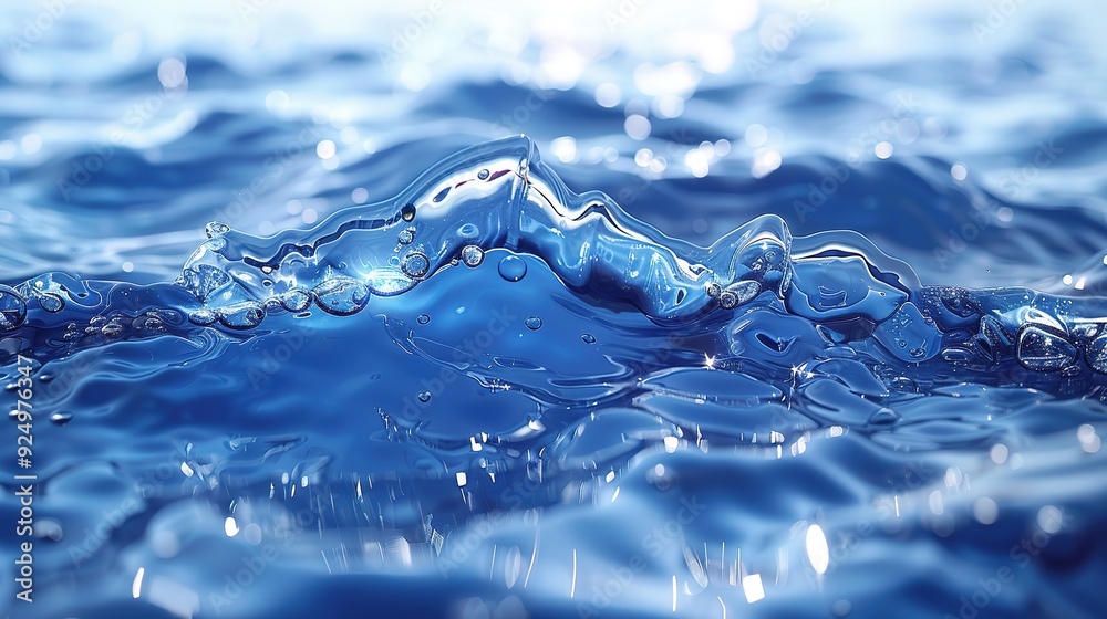 Serene Ocean Scene: Light Blue Ripples of Seawater Gently Lapping Shoreline, Tranquil Beach View Serene Ocean Scene: Light Blue Ripples of Seawater Gently Lapping Shoreline, Tranquil Beach View