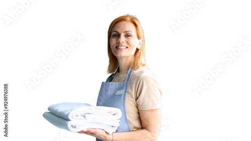 Fotografie Maid preparing a hotel room for new guests