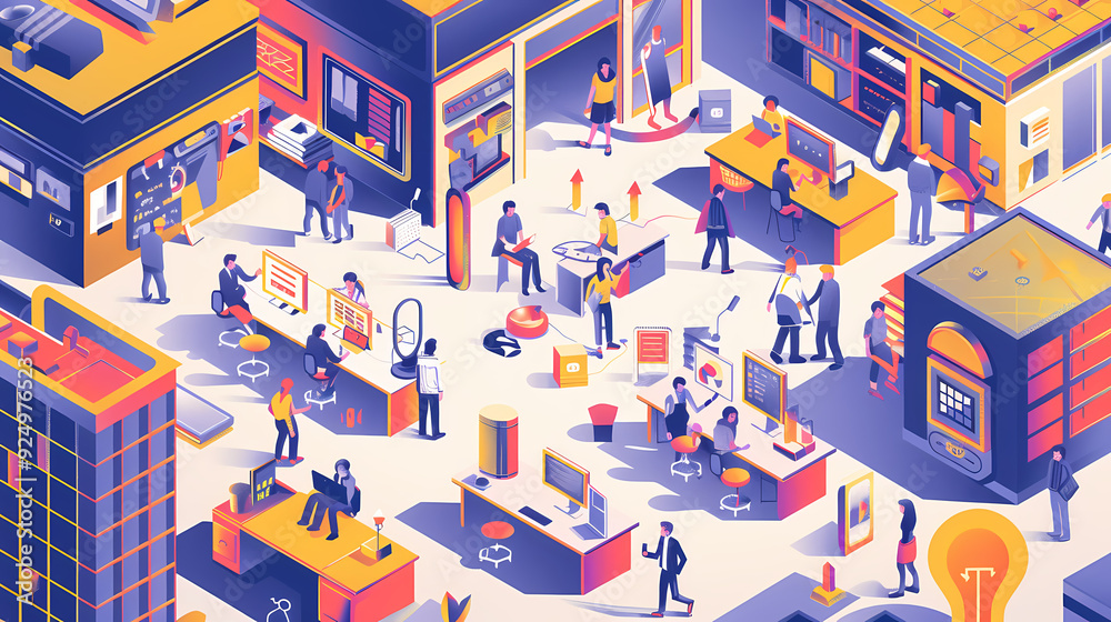 Startup business isometric line vector image Startup business isometric line vector image