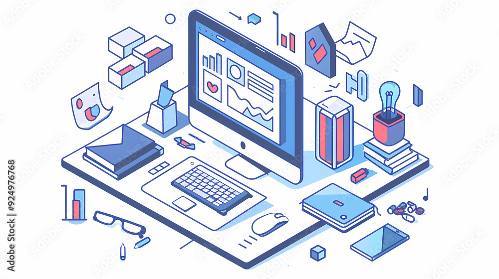 Startup business isometric line vector image Startup business isometric line vector image