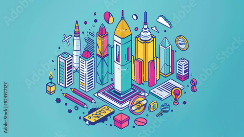 Startup business isometric line vector image