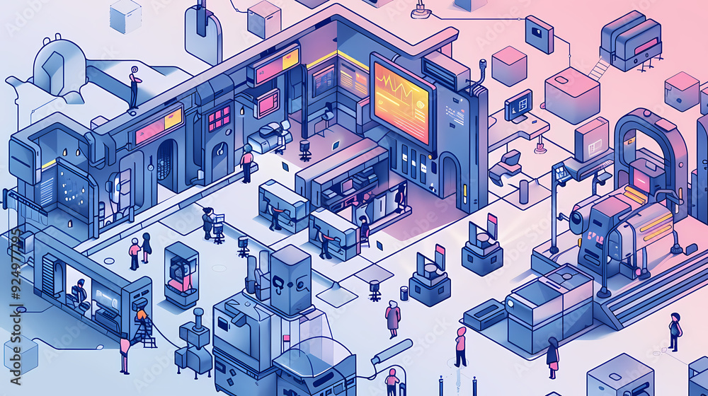 Startup business isometric line vector image Startup business isometric line vector image