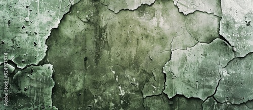 Abstract grunge background with a damaged wall in shades of gray and green providing copy space image