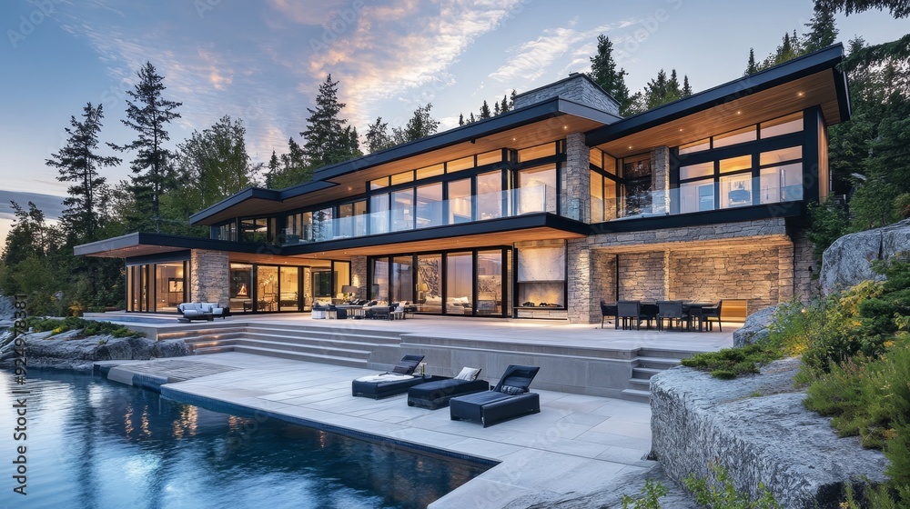 Modern Lakefront Home with Stunning Pool and Views - This modern ...