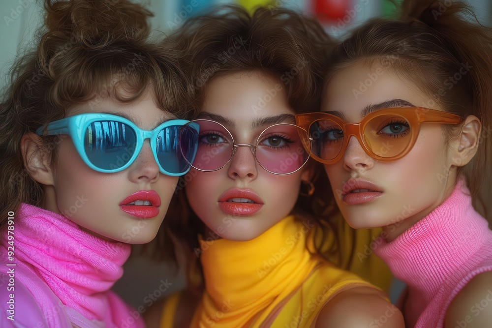 1980s fashion explosion group of teenagers in neon clothes big hair leg warmers posing dramatically retro arcade backdrop vibrant color palette 1980s fashion explosion group of teenagers in neon clothes big hair leg warmers posing dramatically retro arcade backdrop vibrant color palette