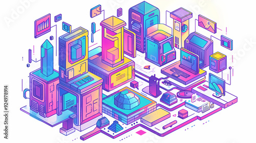 Startup business isometric line vector image