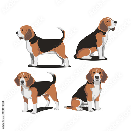 Beagle Silhouette Vector Template Illustration