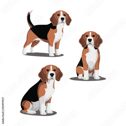 Beagle Silhouette Vector Template Illustration