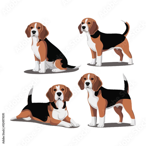 Beagle Silhouette Vector Template Illustration