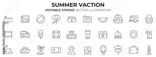 Summer Vacation Icon Set.