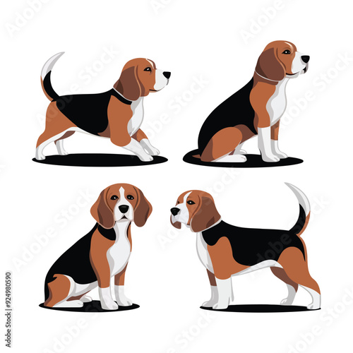Beagle Silhouette Vector Template Illustration