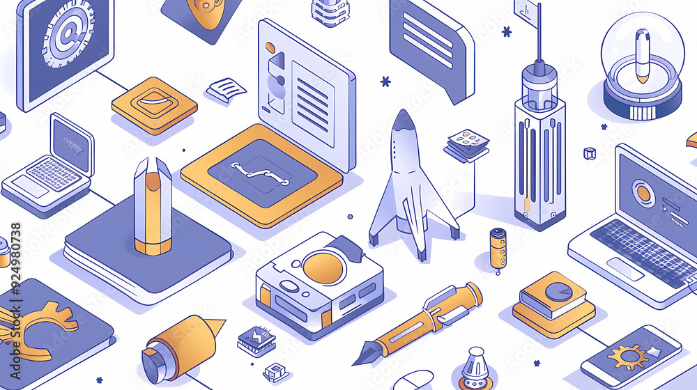 Startup business isometric line vector image Startup business isometric line vector image