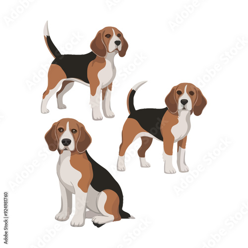 Beagle Silhouette Vector Template Illustration