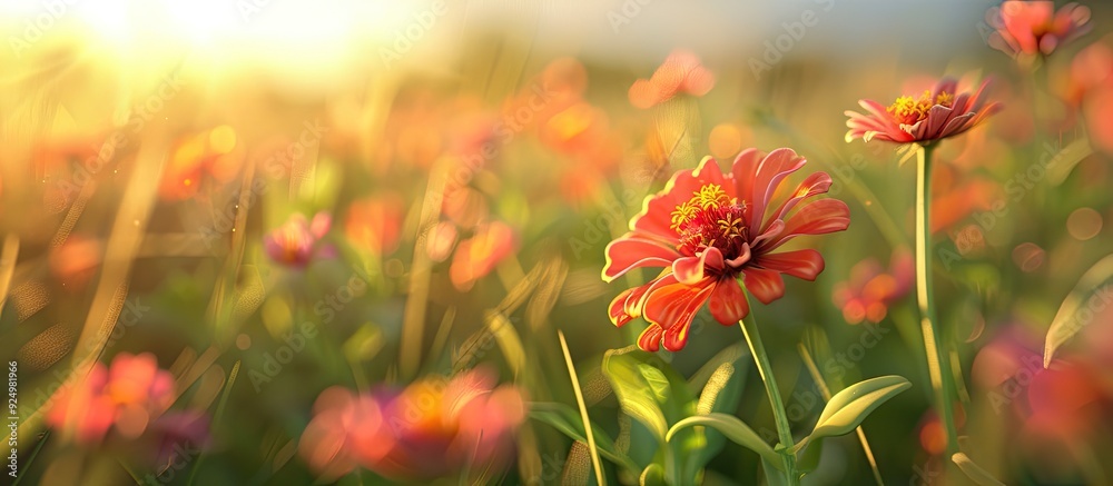 Wild zinnia elegans flower in a meadow setting a copy space image capturing its natural beauty in the countryside Wild zinnia elegans flower in a meadow setting a copy space image capturing its natural beauty in the countryside
