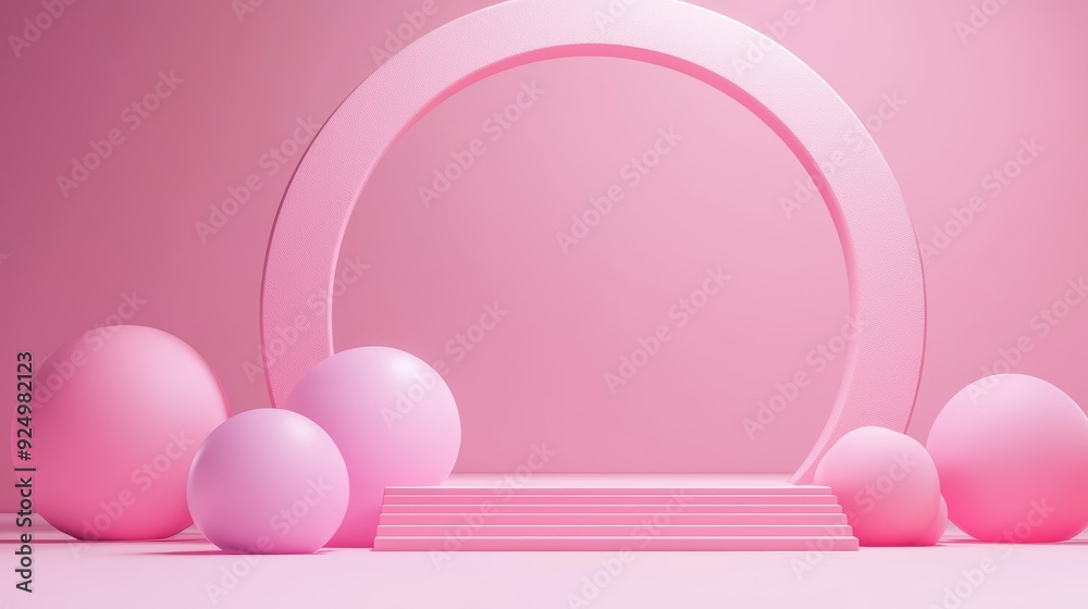 A serene and playful scene featuring pink geometric shapes, evoking a sense of whimsy and creativity. A serene and playful scene featuring pink geometric shapes, evoking a sense of whimsy and creativity.