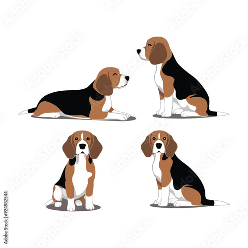 Beagle Silhouette Vector Template Illustration
