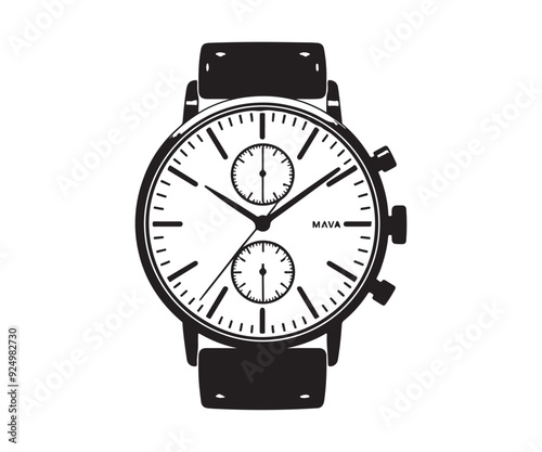 hand watch silhouette vector