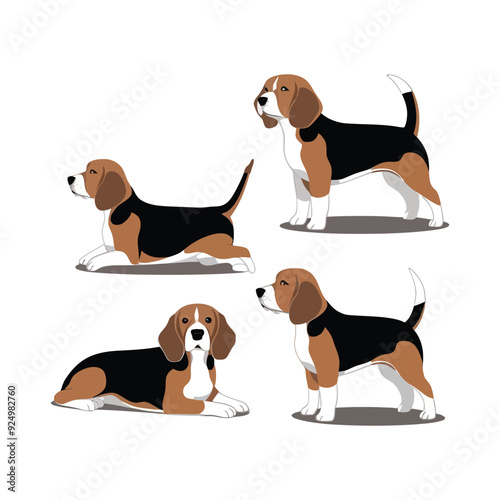Beagle Silhouette Vector Template Illustration