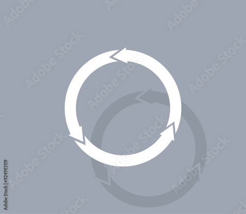 Vector icon of white color with shadow on gray background