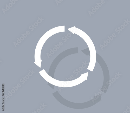 Vector icon of white color with shadow on gray background