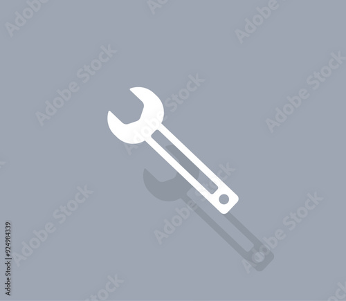 Vector icon of white color with shadow on gray background