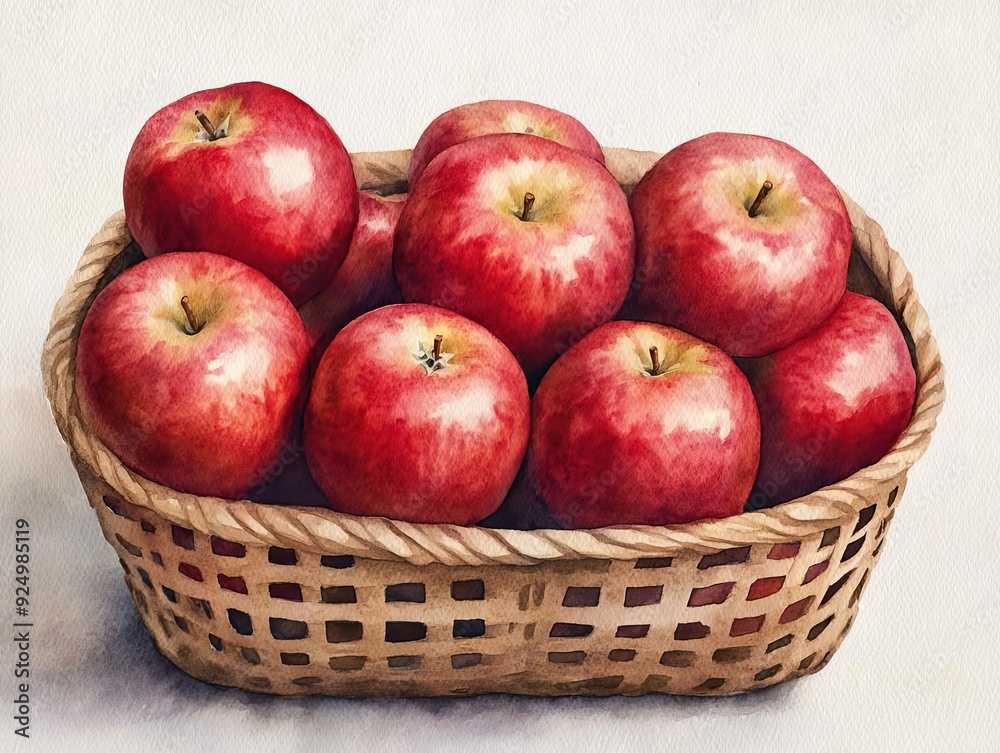 A vibrant basket filled with fresh, red apples, showcasing their glossy skin and natural beauty, perfect for autumn themes. A vibrant basket filled with fresh, red apples, showcasing their glossy skin and natural beauty, perfect for autumn themes.