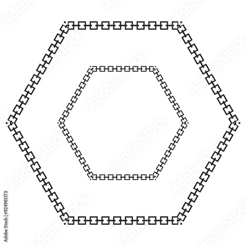 Set of black and silver chains isolated on white background