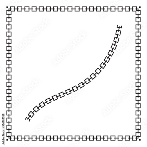 Set of black and silver chains isolated on white background