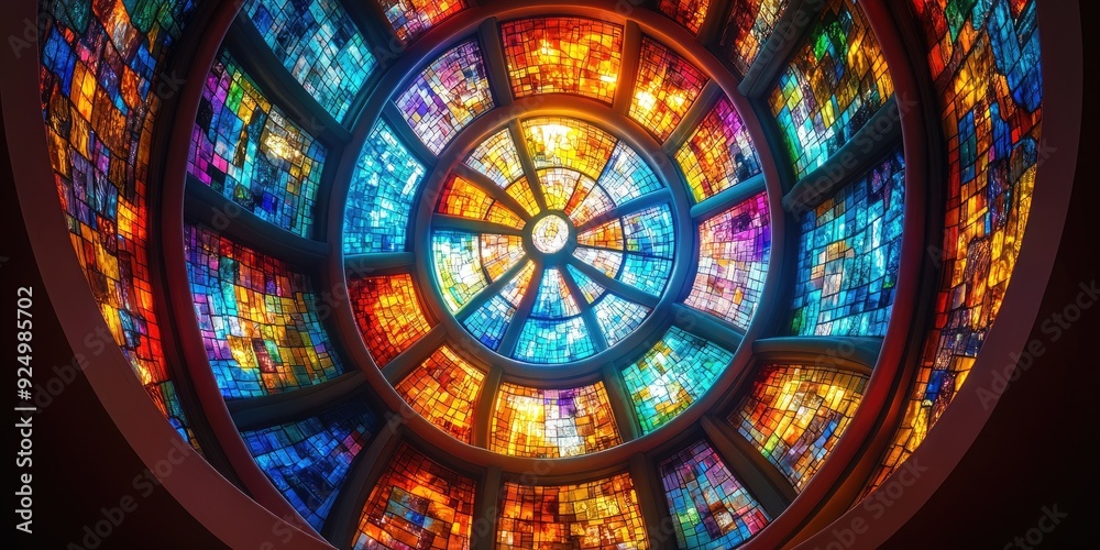 Obraz premium A Colorful Circular Stained Glass Window
