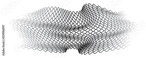 Flying net waving. Textile wave texture. Sea breeze fabric square cells. Wavy hill vector illustration.