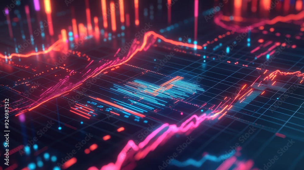 Digital financial portfolio, multiple charts, 3D illustration