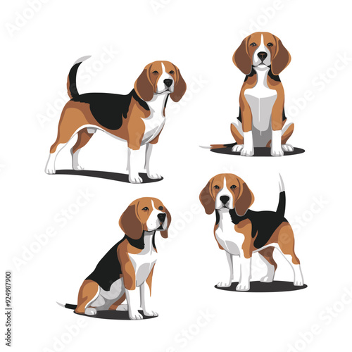 Beagle Silhouette Vector Template Illustration