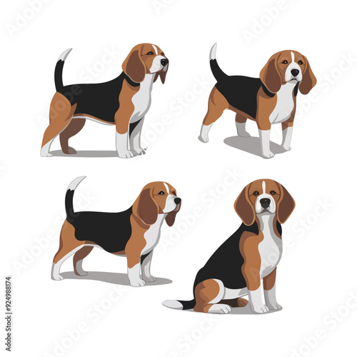 Beagle Silhouette Vector Template Illustration