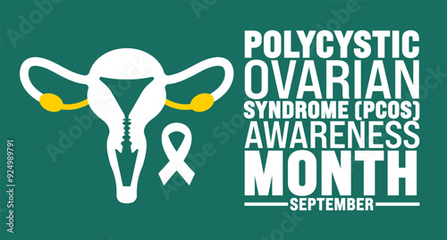 Polycystic Ovarian Syndrome Awareness Month is observed every year in September. Holiday concept. Template for background, banner, card, poster, placard, design template with unique shapes