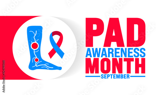 Peripheral Artery Disease Awareness Month or Pad Awareness Month is observed every year in September. Holiday concept. 
