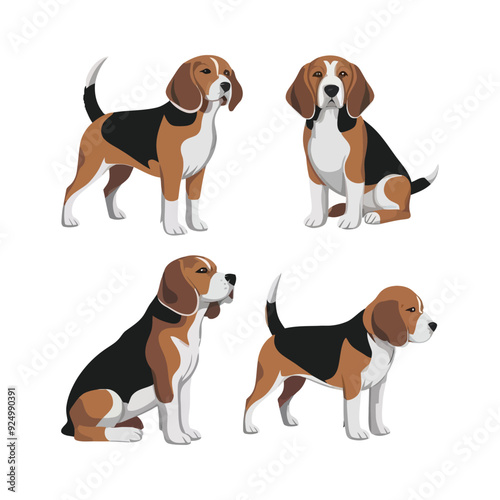 Beagle Silhouette Vector Template Illustration