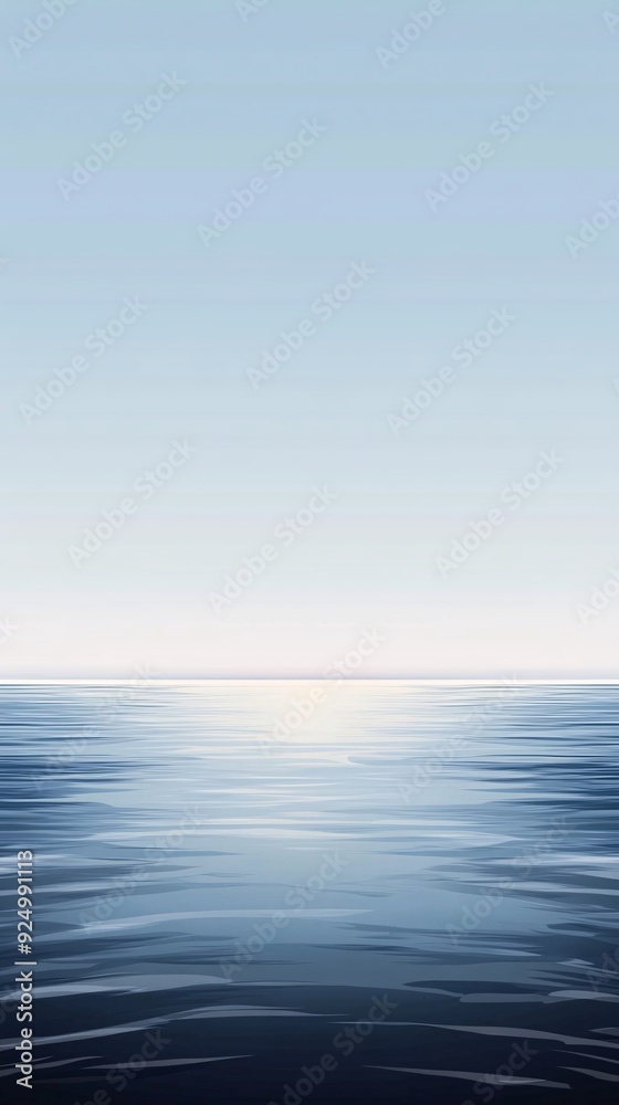 Calm ocean surface under a clear blue sky. Calm ocean surface under a clear blue sky.