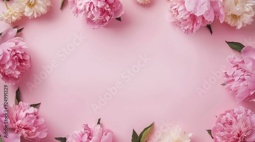 Luscious floral blossoms artfully arranged in a rectangular frame shape on a vibrant backdrop, providing a captivating setting with ample space for customization and creative expression.