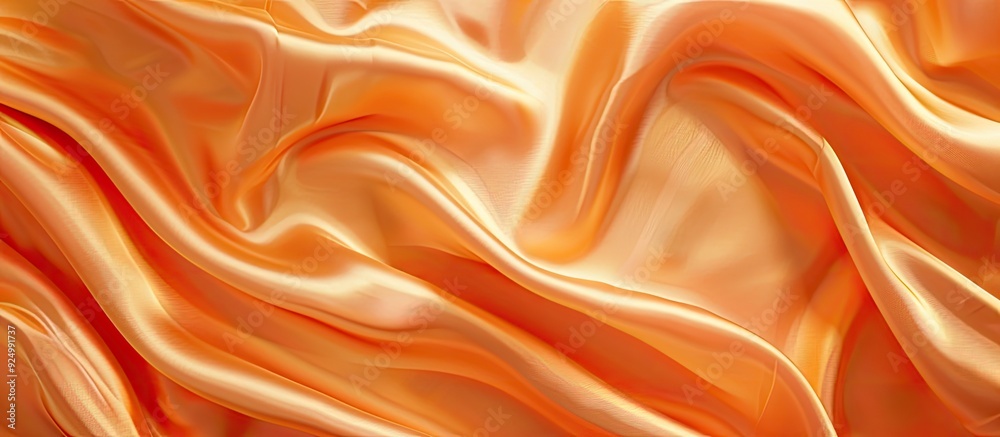 Luxurious orange satin silk fabric with a stylish wavy texture for an elegant abstract background design, featuring copy space image. Luxurious orange satin silk fabric with a stylish wavy texture for an elegant abstract background design, featuring copy space image.
