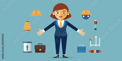 Business woman constructor. Set of different poses of arms and legs, head and body positions for animation and creating your own character options
