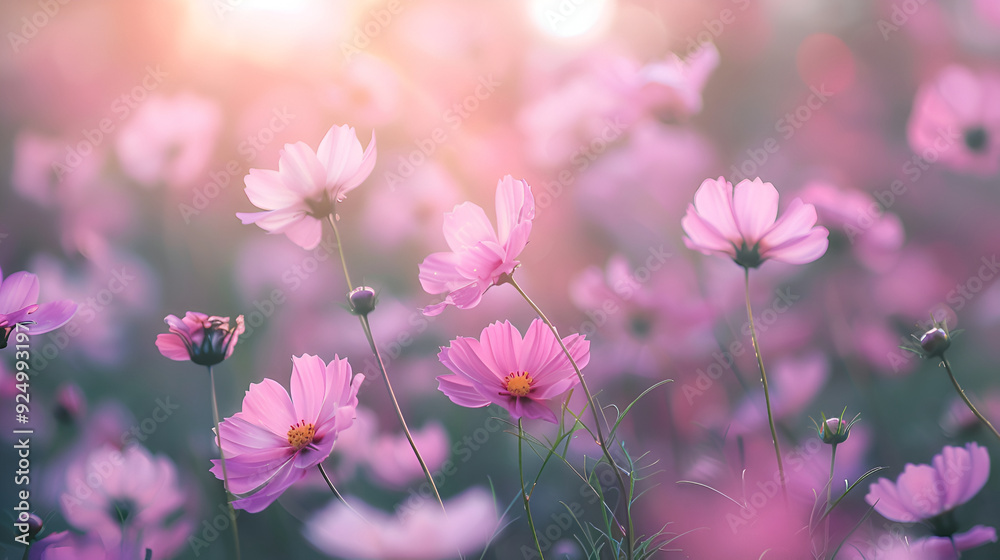 pink flowers in the garden, Field of pink cosmos flowers. pink flowers in the garden, Field of pink cosmos flowers.