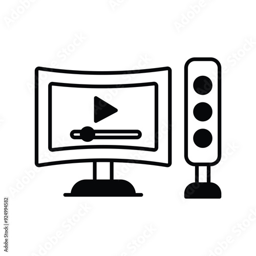 home theater glyph icon with white background vector stock illustration