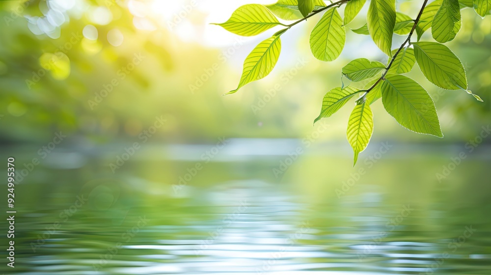 Serene Nature Scene with Reflective Water Surface Serene Nature Scene with Reflective Water Surface