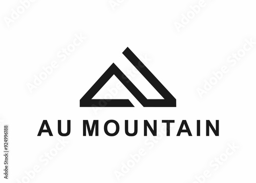 letter au mountain logo, design, Vector, illustration, creative icon, template