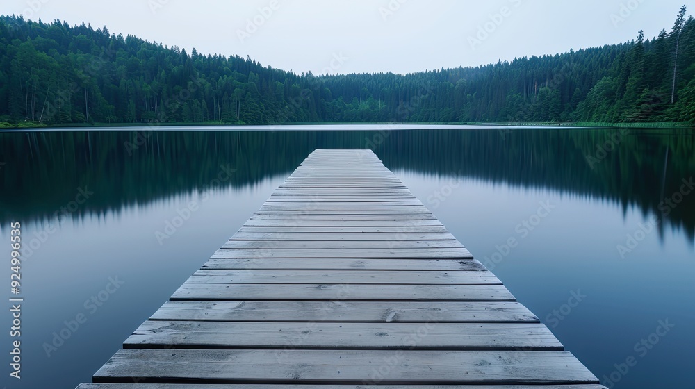 Coastal Wooden Dock Featuring Twelve Planked Surface Coastal Wooden Dock Featuring Twelve Planked Surface