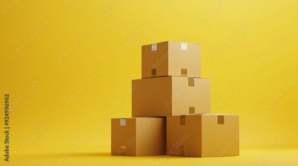 Obraz premium Stacked cardboard boxes.