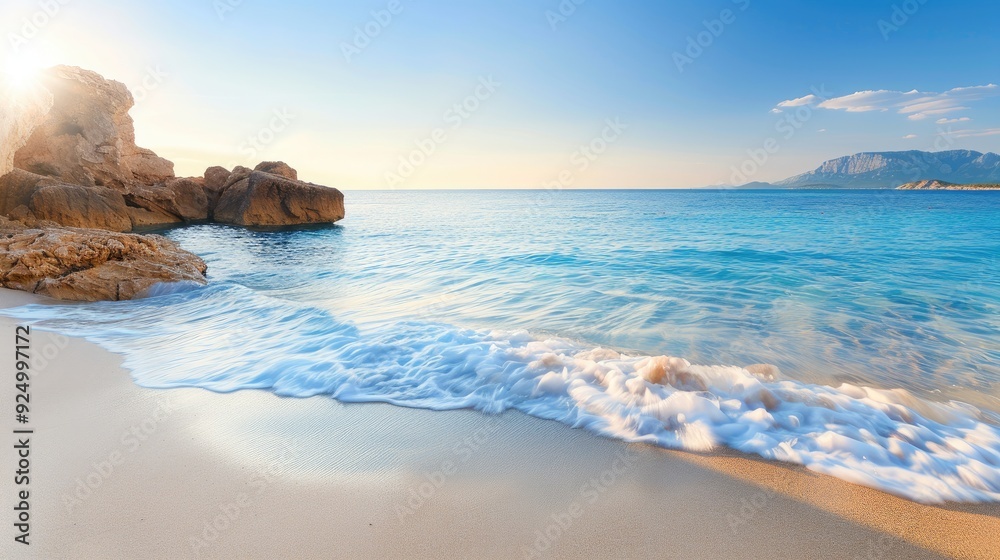 Captivating Beach Scene with Majestic Mountains Captivating Beach Scene with Majestic Mountains