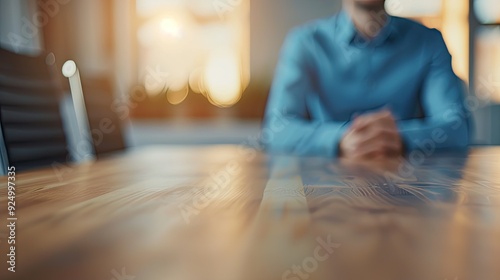 Wooden Table with Sunlight Shadow Patterns